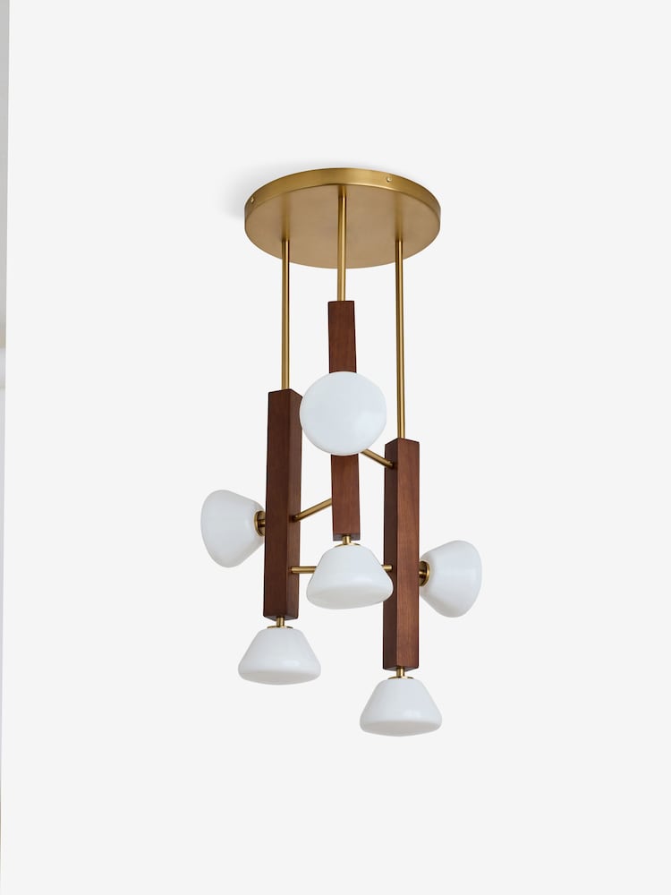 MADE.COM Dark Wood Cillian 6 Light Cluster Pendant Light - Image 5 of 5