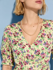 Baukjen Lottie Satin Midi Tea Butter Floral Print Yellow Dress - Image 4 of 5