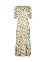 Baukjen Lottie Satin Midi Tea Butter Floral Print Yellow Dress - Image 5 of 5
