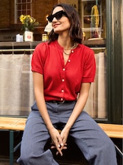 Baukjen Red Sasha 100% Cotton Short Sleeve Cardigan - Image 1 of 4