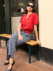Baukjen Red Sasha 100% Cotton Short Sleeve Cardigan - Image 3 of 4