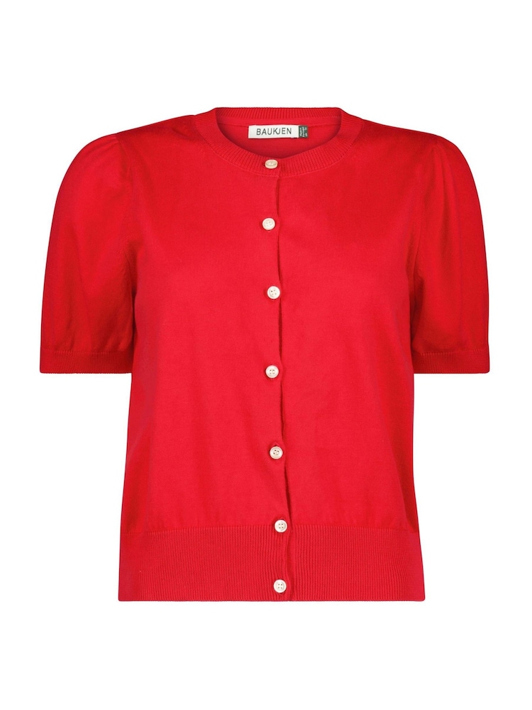 Baukjen Red Sasha 100% Cotton Short Sleeve Cardigan - Image 4 of 4