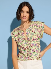 Baukjen Yellow Gia Satin Cap Sleeve Blouse - Imagen 1 de 4