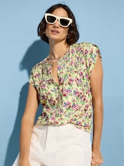 Baukjen Yellow Gia Satin Cap Sleeve Blouse - Imagen 3 de 4
