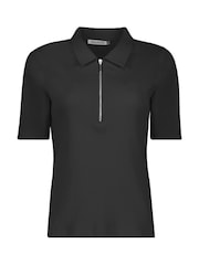 Baukjen Ivy 100% Cotton Rib Zip Black Collar T-Shirts - Image 5 of 5