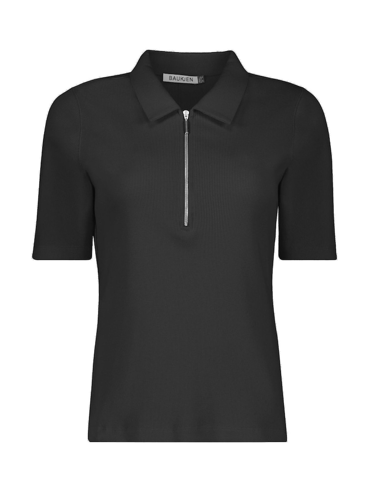 Baukjen Ivy 100% Cotton Rib Zip Black Collar T-Shirts - Image 5 of 5