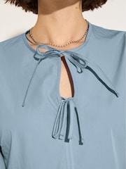 Baukjen Blue 100% Cotton Azura Organic Cotton Tie Detail Blouse - Image 3 of 3