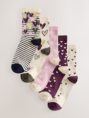 Pink Hearts Ankle Socks 5 Pack - Image 1 of 8