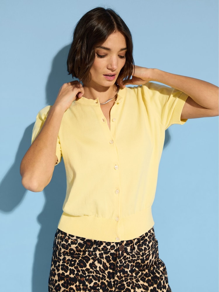 Baukjen Yellow Sasha 100% Cotton Short Sleeve Cardigan - Image 2 of 4