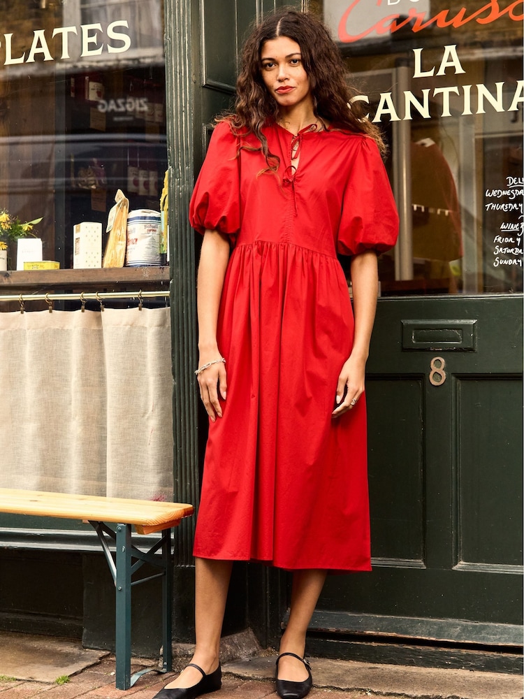 Baukjen Rose 100% Organic Cotton Tie Midi Dress - Image 2 of 4