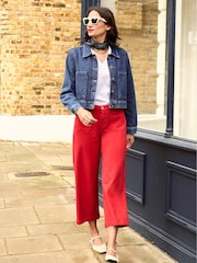 Baukjen Red Jena Organic Cotton Stretch Wide Crop Jeans - Image 2 of 4