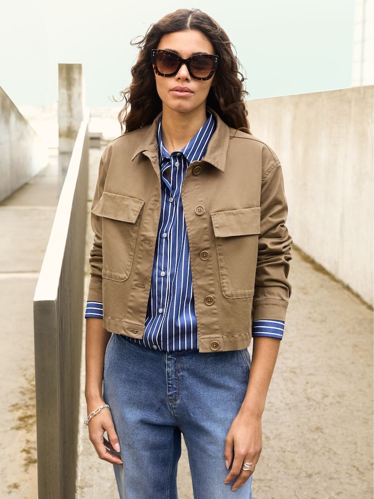 Baukjen Green Nata Organic Cotton Cropped Jacket - Image 1 of 4