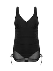 Pour Moi Black Dubai Mesh Adjustable Tummy Control Skirted Swimsuit - Image 3 of 4