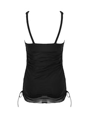 Pour Moi Black Dubai Mesh Adjustable Tummy Control Skirted Swimsuit - Image 4 of 4