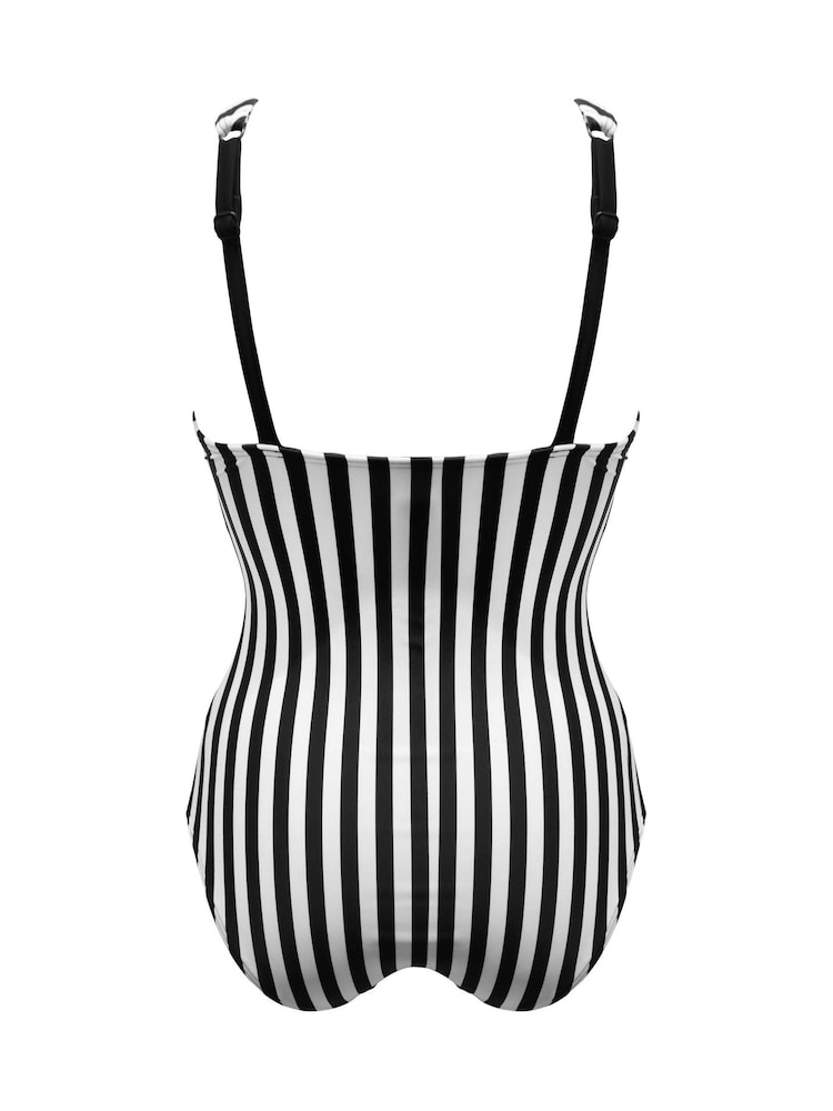 Pour Moi Black Indonesia Twist Front Ruched Tummy Control Swimsuit - Image 4 of 4