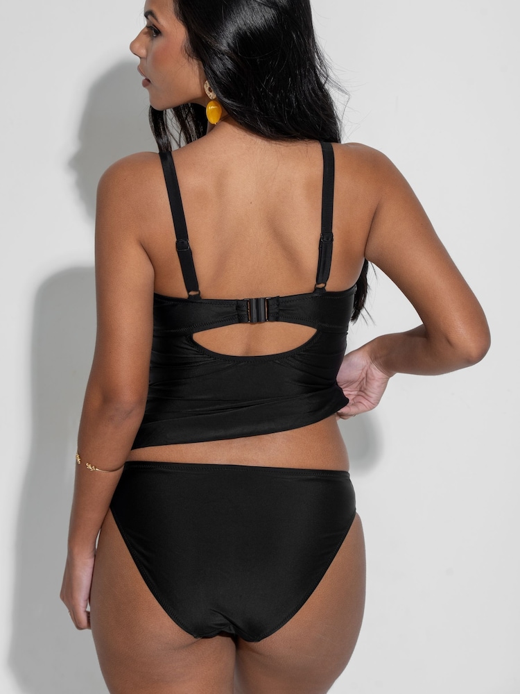 Pour Moi Black Tankini Maya Bay Underwired Tie Bikini Top - Image 2 of 4