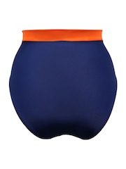Pour Moi Blue High Waist Palm Springs Colour Block Tab Bikini Briefs - Image 4 of 4