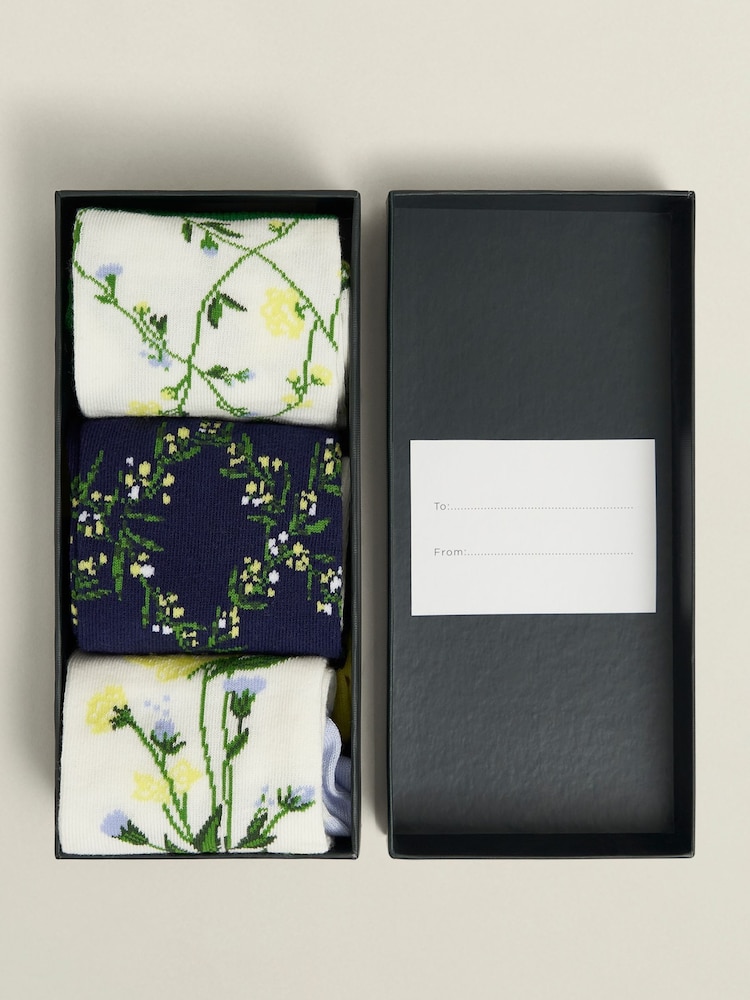 Hobbs Blue Spring Socks Set 3 Pack - Image 3 of 3