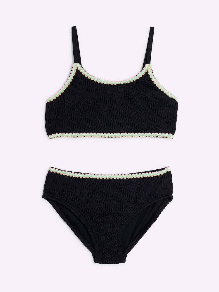 River Island Girls Zebra Textured Bikini - Imagen 1 de 3