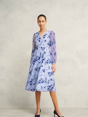 Hobbs Blue Ella Embroidered Dress - Image 1 of 4