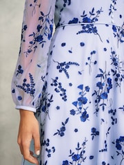 Hobbs Blue Ella Embroidered Dress - Image 3 of 4