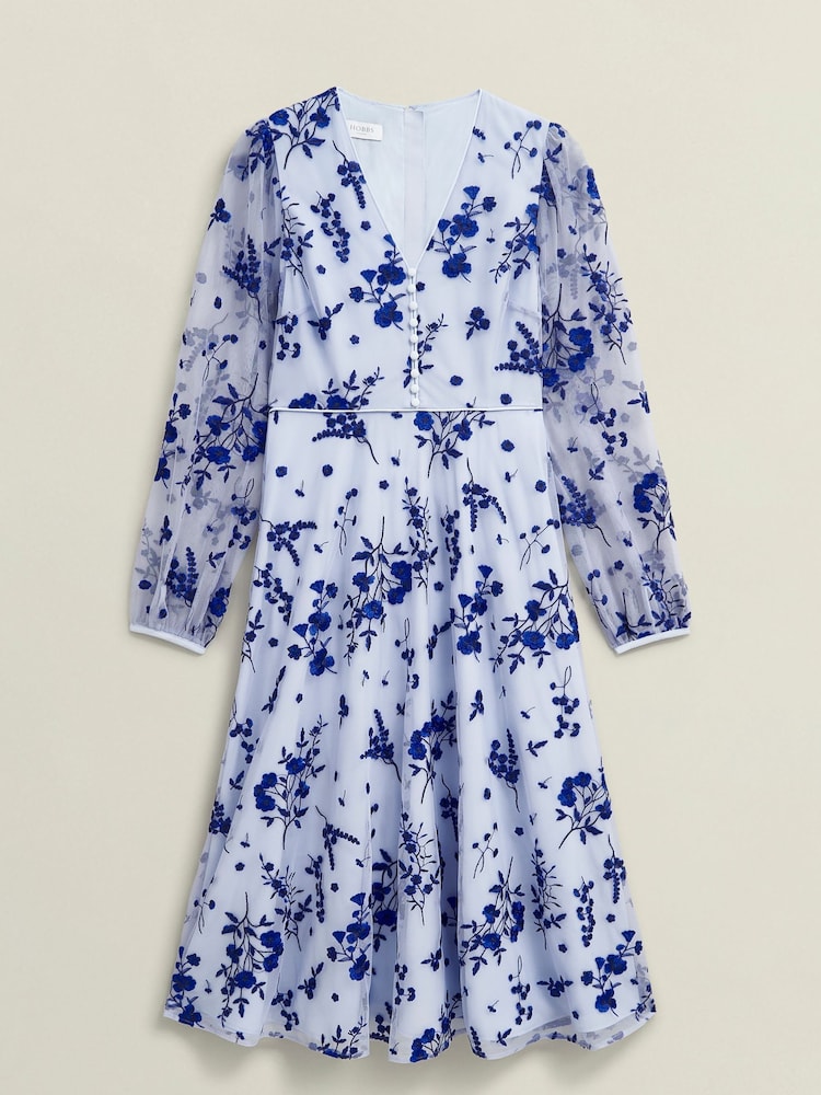 Hobbs Blue Ella Embroidered Dress - Image 4 of 4