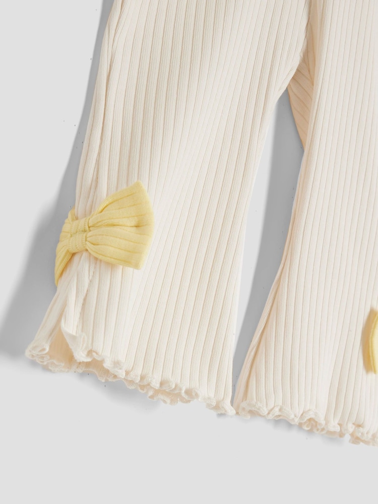 River Island Brown Baby Girls Beige Lemon Kickflare Tops & Leggings Set 3 Pack - Image 5 of 5