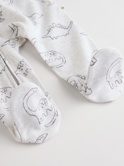Grey Baby Embroidered Sleepsuits 3 Pack - Image 10 of 13