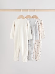 Grey Baby Embroidered Sleepsuits 3 Pack - Image 2 of 13