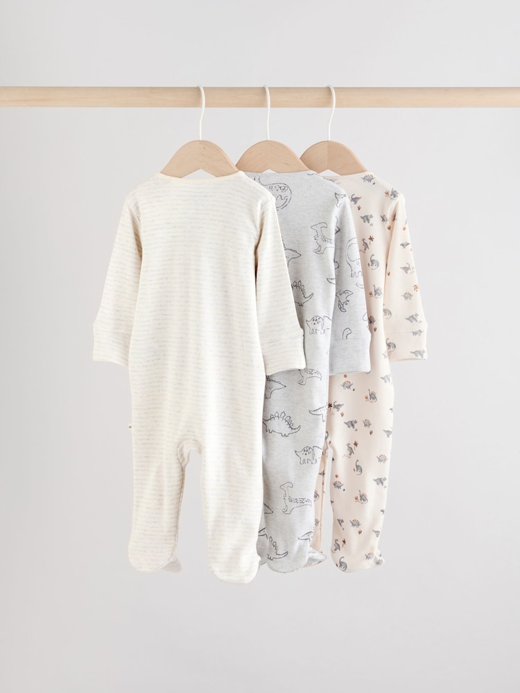 Grey Baby Embroidered Sleepsuits 3 Pack - Image 2 of 13