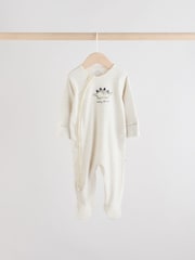 Grey Baby Embroidered Sleepsuits 3 Pack - Image 3 of 13