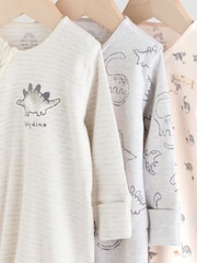 Grey Baby Embroidered Sleepsuits 3 Pack - Image 7 of 13