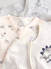 Grey Baby Embroidered Sleepsuits 3 Pack - Image 8 of 13