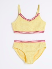 River Island Yellow Girls Blanket Stitch Bikini - Image 1 of 4
