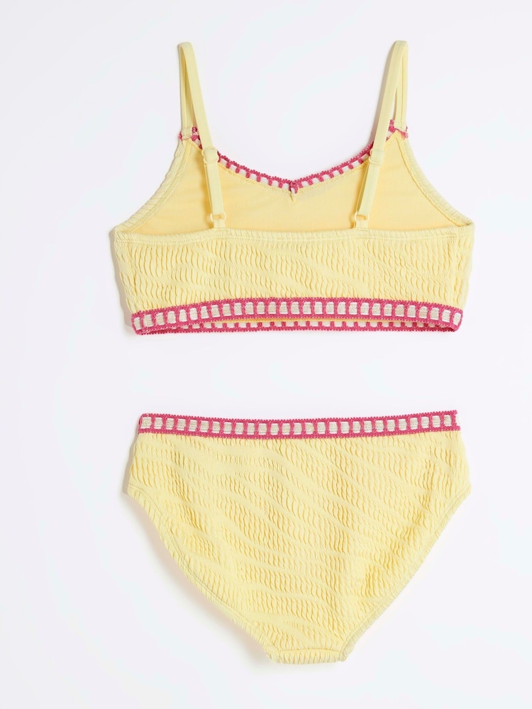 River Island Yellow Girls Blanket Stitch Bikini - Image 2 of 4