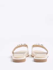 River Island Cream Girls Heart Trim Flat Sandals - Image 3 of 5