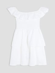 River Island White Girls Bardot Rara 100% Cotton Dress - Image 3 of 4