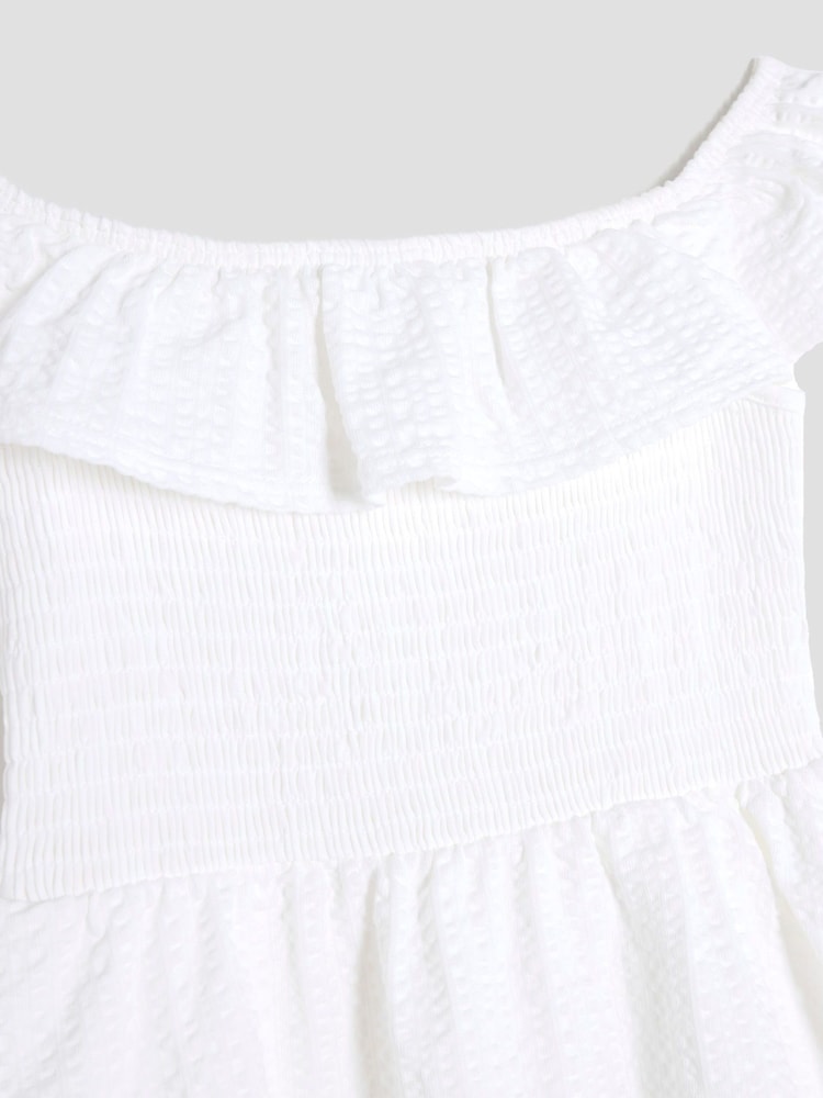 River Island White Girls Bardot Rara 100% Cotton Dress - Image 4 of 4