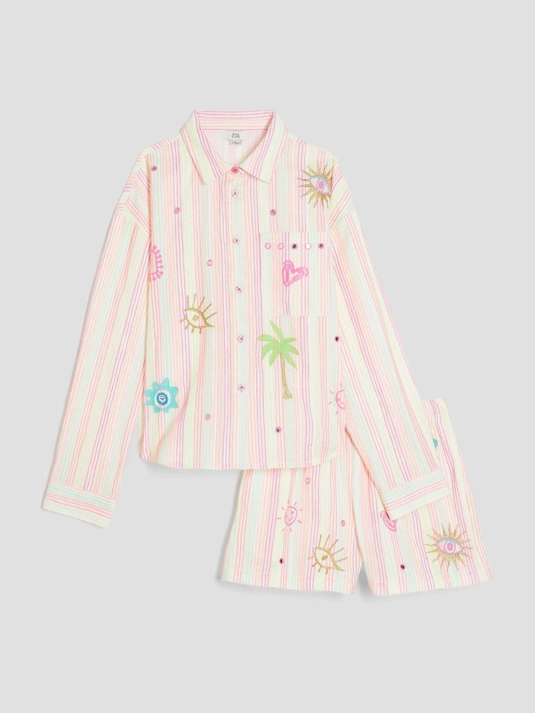 River Island Girls Stripe Embroid Shirt set - Bild 2 von 6