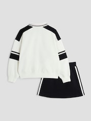 River Island White Girls Collar 100% Cotton Sweat and Skirt Set - Image 2 of 5
