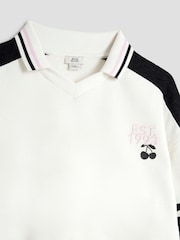 River Island White Girls Collar 100% Cotton Sweat and Skirt Set - Image 4 of 5