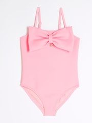 River Island Pink Girls 3D Bow Swimsuit - Image 1 of 4