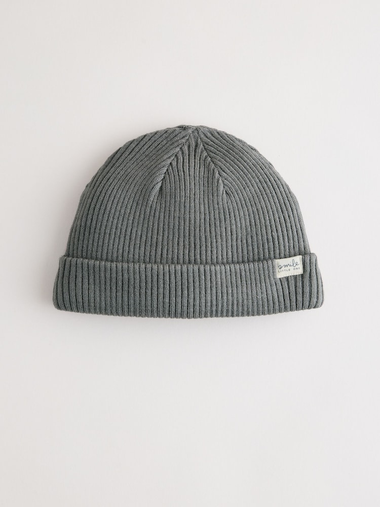 Charcoal Grey Baby Ribbed Beanie Hat (0mths-2yrs) - Image 1 of 3