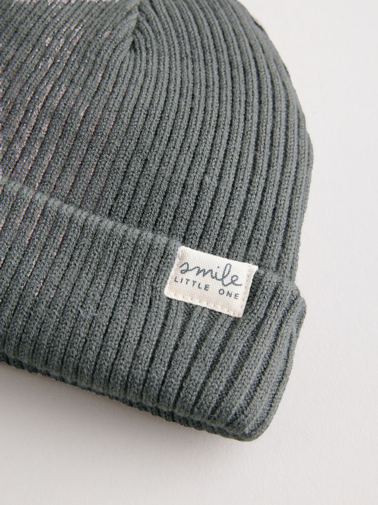Charcoal Grey Baby Ribbed Beanie Hat (0mths-2yrs) - Image 3 of 3