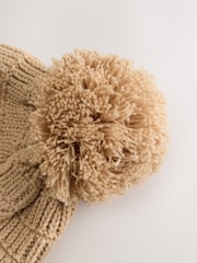 Natural Borg Baby Knitted Trapper Hat With Pom (0mths-2yrs) - Image 2 of 3