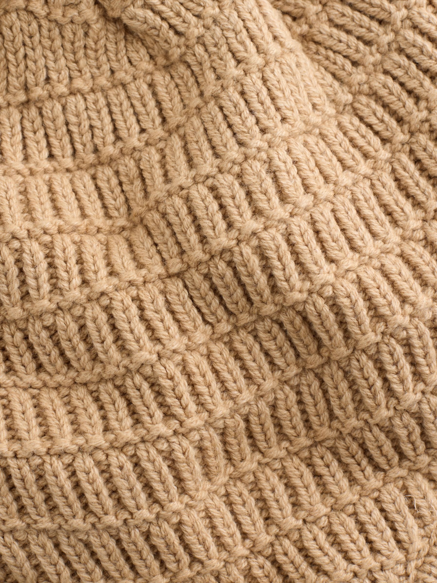 Buy Natural Borg Baby Knitted Trapper Hat With Pom (0mths-2yrs