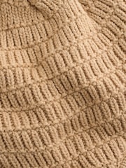 Natural Borg Baby Knitted Trapper Hat With Pom (0mths-2yrs) - Image 3 of 3
