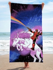 Jay Franco Blue Marvel Deadpool Space Rider Cotton Beach Towel - Image 1 of 6