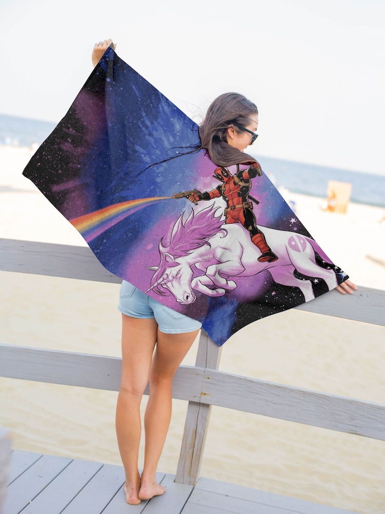 Jay Franco Blue Marvel Deadpool Space Rider Cotton Beach Towel - Image 2 of 6
