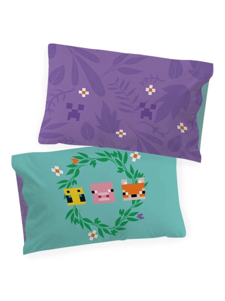 Jay Franco Blue Minecraft Floral 100% Cotton Double Duvet Cover Set - Image 5 of 5
